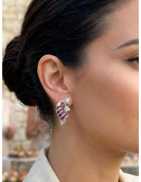 PENDIENTES INVITADA MADRINA FUCSIAS DE PEDRERIA | JOYA BODA Y GALA