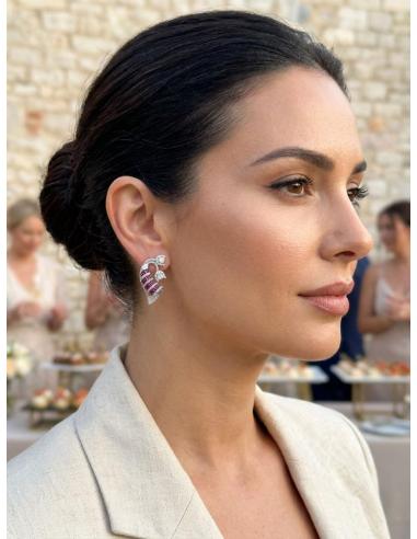 PENDIENTES INVITADA MADRINA FUCSIAS DE PEDRERIA | JOYA BODA Y GALA