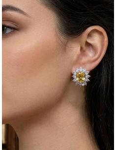 PENDIENTES MADRINA CORTOS AMARILLOS CON CIRCON | JOYA BODA 2