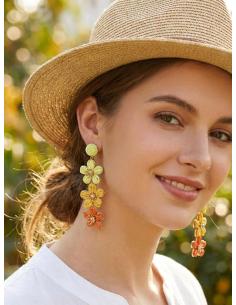 PENDIENTES LARGOS VERANO DE FLOR AMARILLA NARANJA | INVITADA FLAMENCA 2