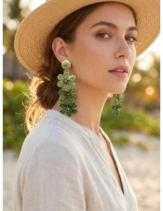 PENDIENTES DE VERANO VERDES LARGOS DE FLORES | INVITADA FLAMENCA 2