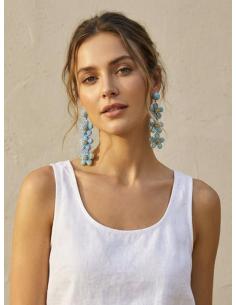 PENDIENTES LARGOS DE VERANO CON FLORES AGUAMARINA | INVITADA FLAMENCA 2