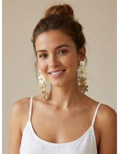 PENDIENTES LARGOS VERANO DE FLOR BEIGE Y MARRON | INVITADA FLAMENCA 2
