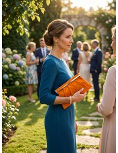Bolso naranja de invitada boda gran capacidad | bautizo y comunion 2