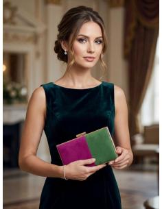 Bolso fiesta verde y bugambilia para madrina bodas | clutch bicolor 2