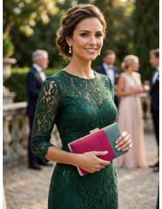 Bolso boda y fiesta verde y fucsia cereza | clutch bicolor para invitada 2