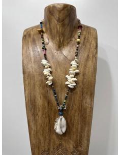 COLLARES LARGOS MULTICOLORES CON CARACOLA | MUJER VERANO