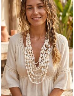 COLLARES LARGOS BLANCOS CON CARACOLAS MARINAS | MODA MUJER VERANO 2