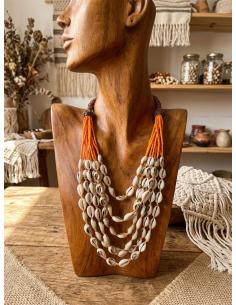 COLLARES LARGOS DE MUJER NARANJAS VARIAS HILERAS | IBIZA