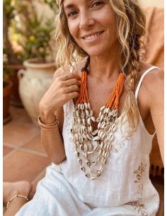 COLLARES LARGOS DE MUJER NARANJAS VARIAS HILERAS | IBIZA 2