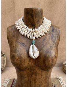 COLLARES IBIZA CON CARACOLA Y PIEDRA TURQUESA | DISEÑO ARTESANAL