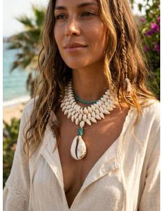 COLLARES IBIZA CON CARACOLA Y PIEDRA TURQUESA | DISEÑO ARTESANAL 2