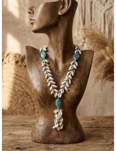 COLLARES IBICENCOS LARGOS TURQUESAS CON CONCHAS | MODA VERANO