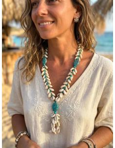 COLLARES IBICENCOS LARGOS TURQUESAS CON CONCHAS | MODA VERANO 2