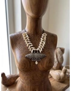 COLLARES CON CONCHAS Y COLGANTE ETNICO PLATEADO | MUJER VERANO