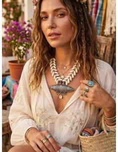 COLLARES CON CONCHAS Y COLGANTE ETNICO PLATEADO | MUJER VERANO 2