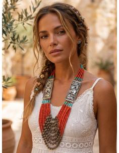 COLLARES LARGOS DE MUJER ROJOS CORAL CON ELEFANTES | JOYA ARTESANAL 2