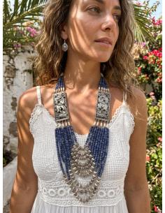 COLLAR LARGO DE MUJER AZUL LAPISLAZULI AIRE TRIBAL | JOYA ARTESANAL 2