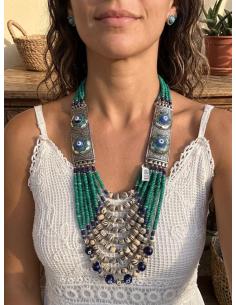 COLLARES LARGOS MUJER VERDES CON OJO DE LA SUERTE | PIEDRA Y HUESO