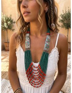 COLLARES ETNICOS LARGOS PARA MUJER VERDES Y ROJOS | PIEDRA Y HUESO 2