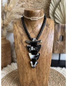 COLLARES HUESO CON VETAS EN NEGRO Y BLANCO | ARTESANIA AFRICANA