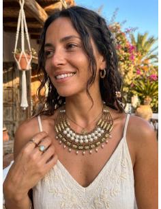COLLAR DORADO BABERO ARTESANAL CON PERLAS | ESTILO EGIPCIO 2