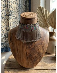 CHOKER AFGANO DE CADENAS PLATEADAS Y MULTICOLOR | ESTILO IBIZA