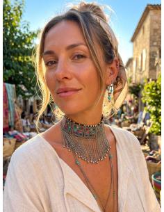 CHOKER AFGANO DE CADENAS PLATEADAS Y MULTICOLOR | ESTILO IBIZA 2