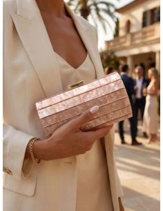 CLUTCH DE CAREY COLOR ROSA PALO EXAGONAL 2