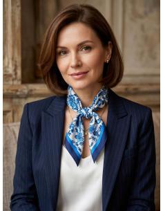 PAÑUELOS MODA MUJER AZULES Y BLANCOS CON FLORES | CASUAL 2