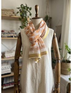 PAÑUELOS MUJER BLANCOS Y NARANJAS ESTILO BOHO | MODA CASUAL 2