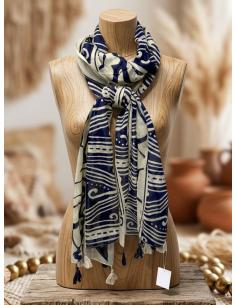 PAÑUELOS MUJER BLANCOS Y MARINO ESTILO BOHO | MODA CASUAL