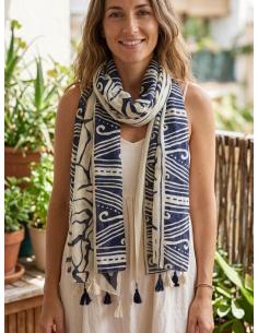 PAÑUELOS MUJER BLANCOS Y MARINO ESTILO BOHO | MODA CASUAL 2