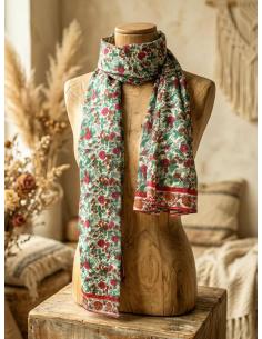 PAÑUELOS FLORAL VERDES Y FUCSIAS PAREO Y FULAR | MODA BOHO IBIZA