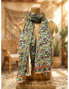 PAÑUELOS FLORAL VERDES Y ROSADOS PAREO Y FULAR | MODA BOHO IBIZA