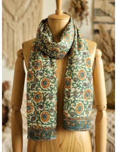 PAÑUELOS FLORAL VERDES Y NARANJAS PAREO Y FULAR | MODA BOHO IBIZA
