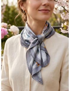PAÑUELOS CUELLO MUJER GRISES CON ESTAMPADO FLORAL | MODA CASUAL 2