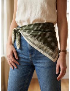 PAÑUELOS MUJER VERDE BOTELLA CON LUNARES PEQUEÑOS | MODA CASUAL
