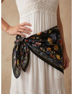 PAÑUELOS DE MUJER NEGROS ESTAMPADO FLORAL | MODA CASUAL