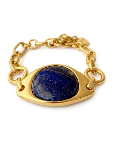PULSERAS BAÑO ORO Y PIEDRA MARINO LAPISLAZULI | JOYA ELEGANTE