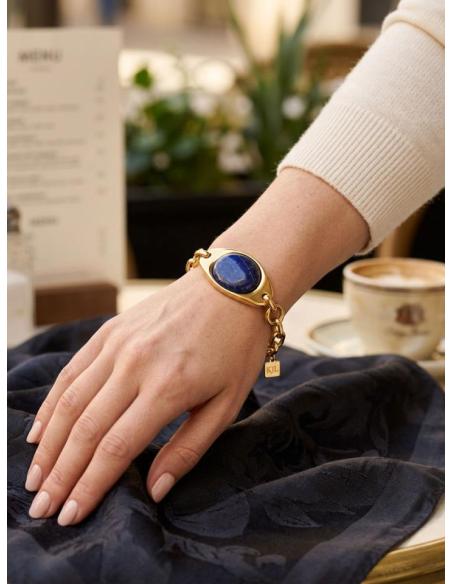 PULSERAS BAÑO ORO Y PIEDRA MARINO LAPISLAZULI | JOYA ELEGANTE