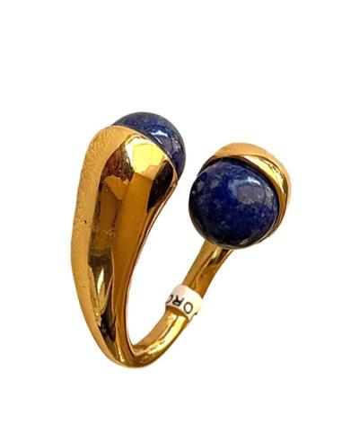 ANILLOS MUJER BAÑO ORO Y PIEDRA MARINO LAPISLAZULI | JOYA ELEGANTE
