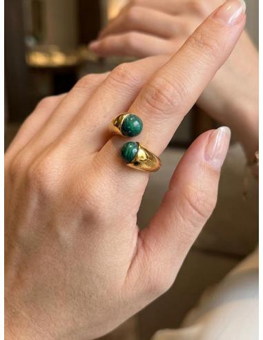 ANILLOS MUJER BAÑO ORO Y PIEDRA MARINO LAPISLAZULI | JOYA ELEGANTE