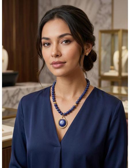 COLLARES DE PIEDRA NATURAL AZUL MARINO LAPISLAZULI | JOYA ELEGANTE