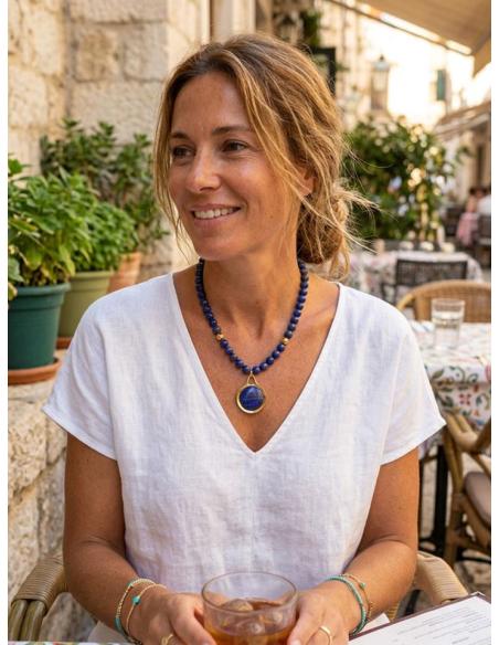 COLLARES DE PIEDRA NATURAL AZUL MARINO LAPISLAZULI | JOYA ELEGANTE