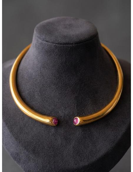 COLLAR BODA CHOKER DORADO CON BUGAMBILIA | BAÑO DE ORO