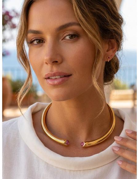 COLLAR BODA CHOKER DORADO CON BUGAMBILIA | BAÑO DE ORO