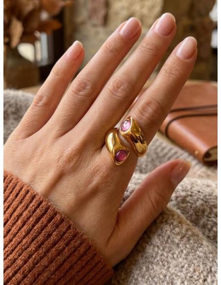 ANILLO PARA MADRINA E INVITADA BUGAMBILIA BAÑO ORO | JOYA BODA