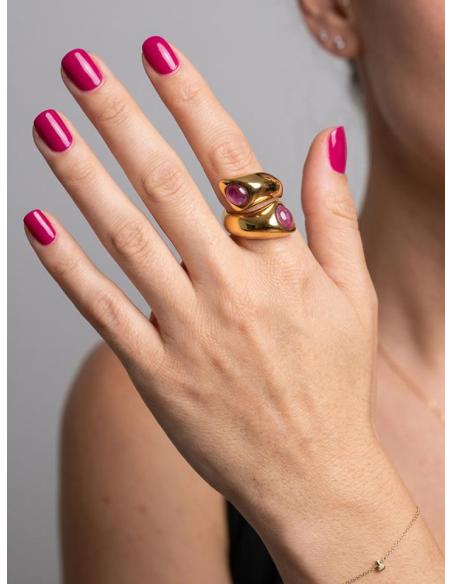 ANILLO PARA MADRINA E INVITADA BUGAMBILIA BAÑO ORO | JOYA BODA