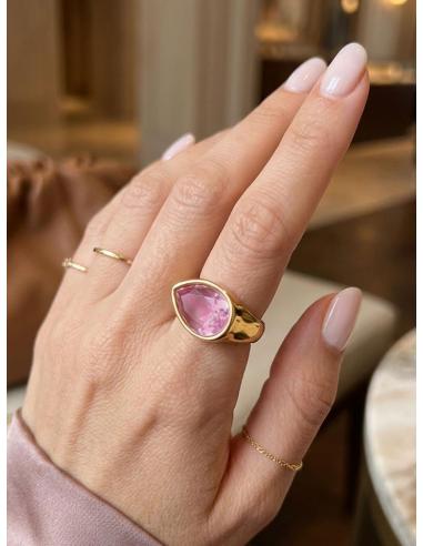 ANILLOS INVITADA Y MADRINA DE BODA GOTA BUGAMBILIA | JOYA BAÑO ORO